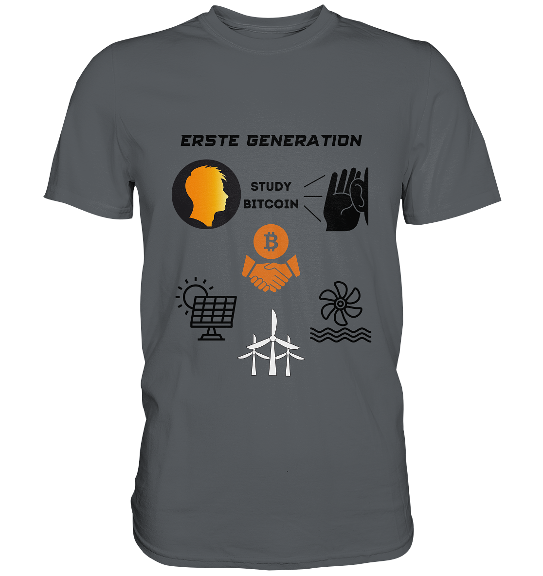 ERSTE (Bitcoin) GENERATION - STUDY BITCOIN - (green Energy 3 Grafiken) - Premium Shirt