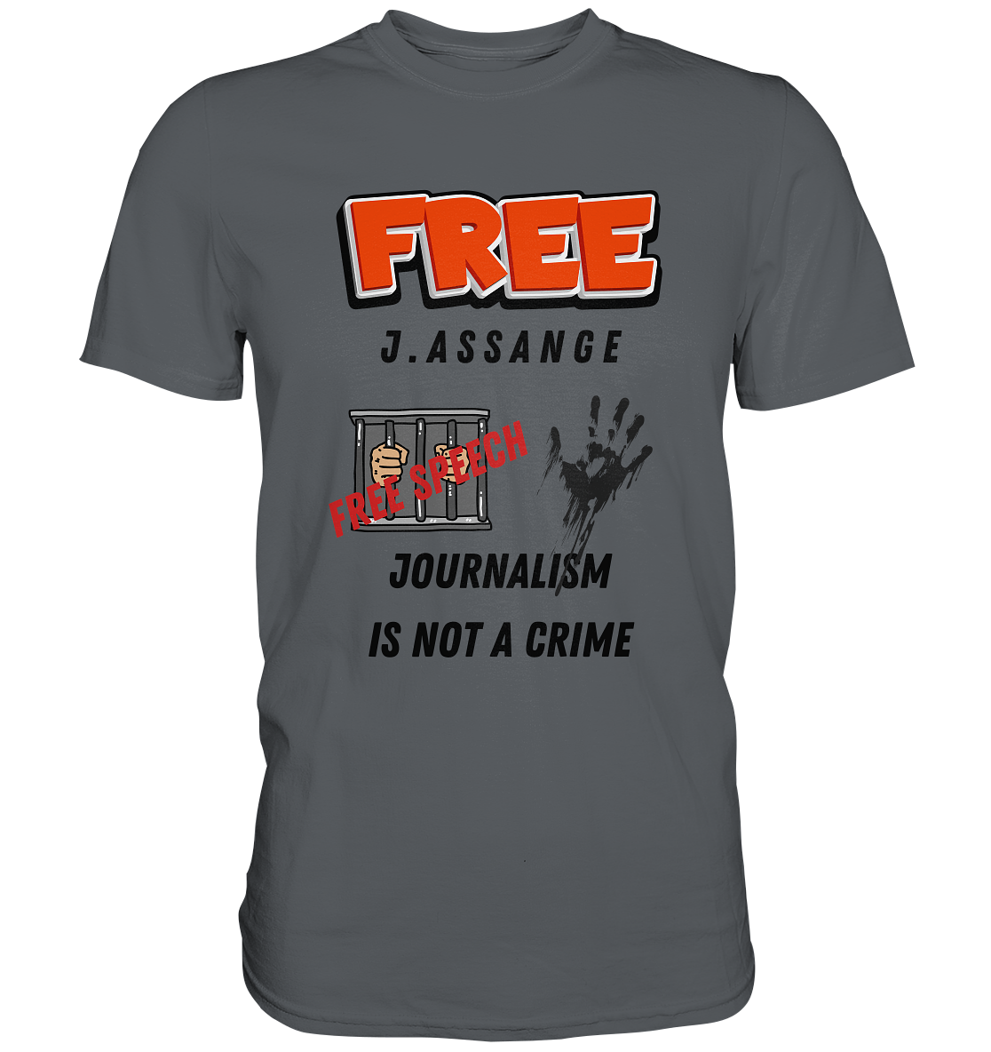 FREE J.ASSANGE - JOURNALISM IS NOT A CRIME, FREE SPEECH (2 GRAFIKEN)  - Premium Shirt