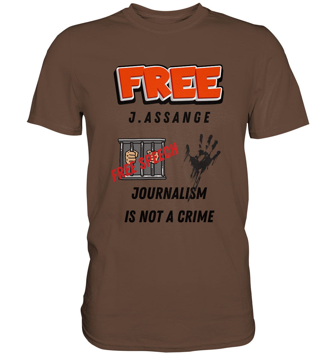 FREE J.ASSANGE - JOURNALISM IS NOT A CRIME, FREE SPEECH (2 GRAFIKEN)  - Premium Shirt