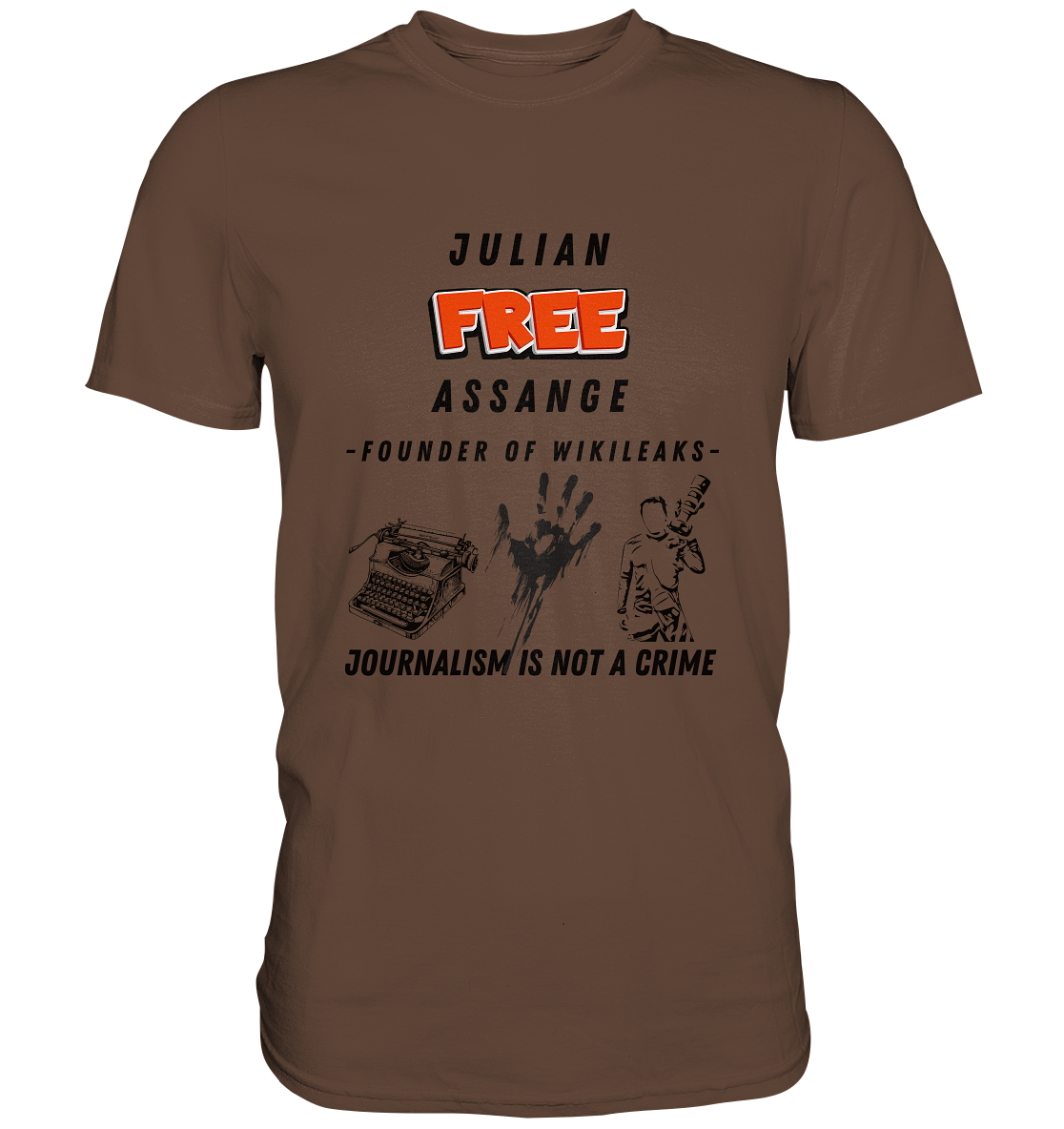 FREE JULIAN ASSANGE - FOUNDER OF WIKILEAKS - JOURNALISM IS NOT A CRIME (3 Grafiken) - Ladies Collection 21% Rabatt bis zum Halving 2024) - Premium Shirt