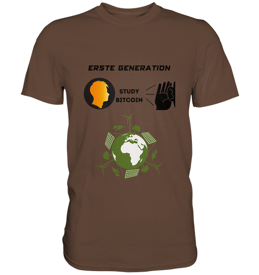 ERSTE (BITCOIN) GENERATION - STUDY BITCOIN (green world Grafik) - LADIES COLLECTION 21% automat. Rabatt bis zum Halving 2024  - Premium Shirt