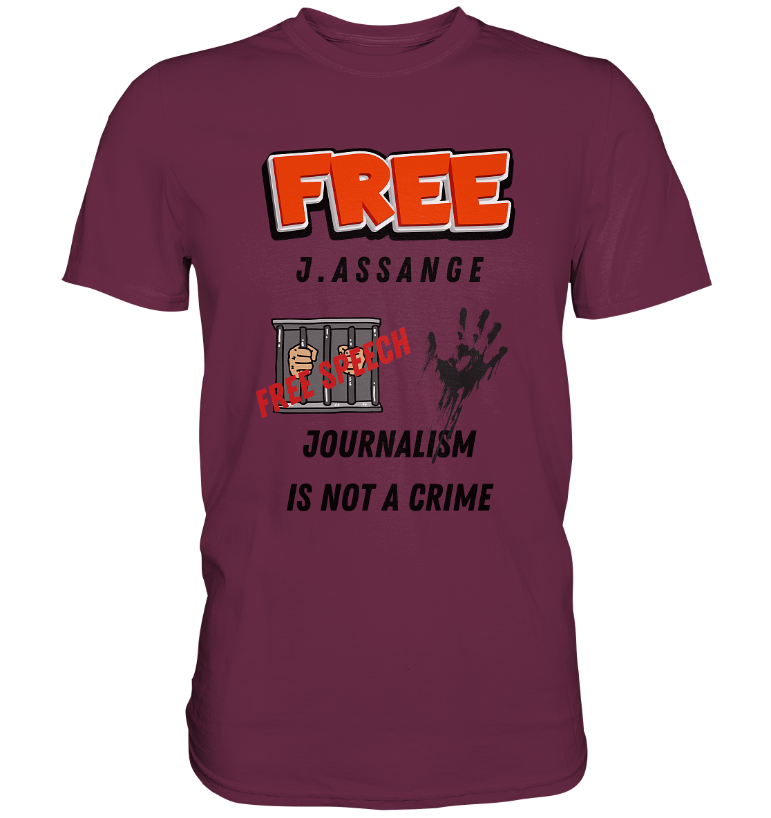 FREE J.ASSANGE - JOURNALISM IS NOT A CRIME, FREE SPEECH (2 GRAFIKEN)  - Premium Shirt