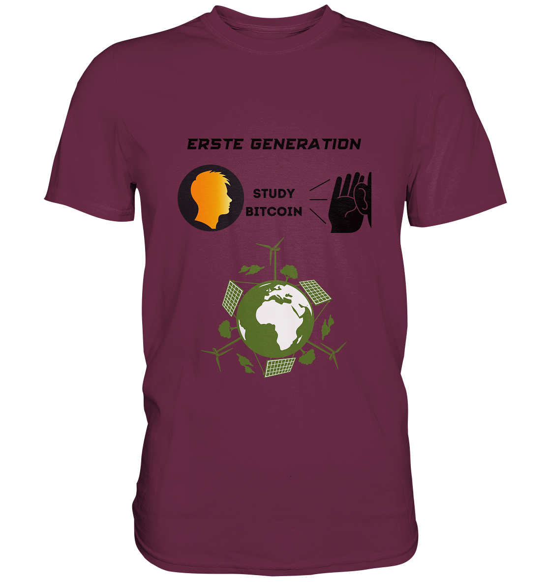 ERSTE (BITCOIN) GENERATION - STUDY BITCOIN (green world Grafik) - LADIES COLLECTION 21% automat. Rabatt bis zum Halving 2024  - Premium Shirt