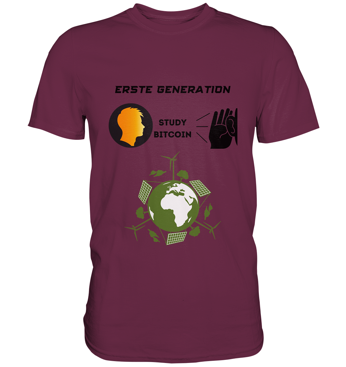 ERSTE (Bitcoin) GENERATION - STUDY BITCOIN - (green Energy Grafik) - Premium Shirt