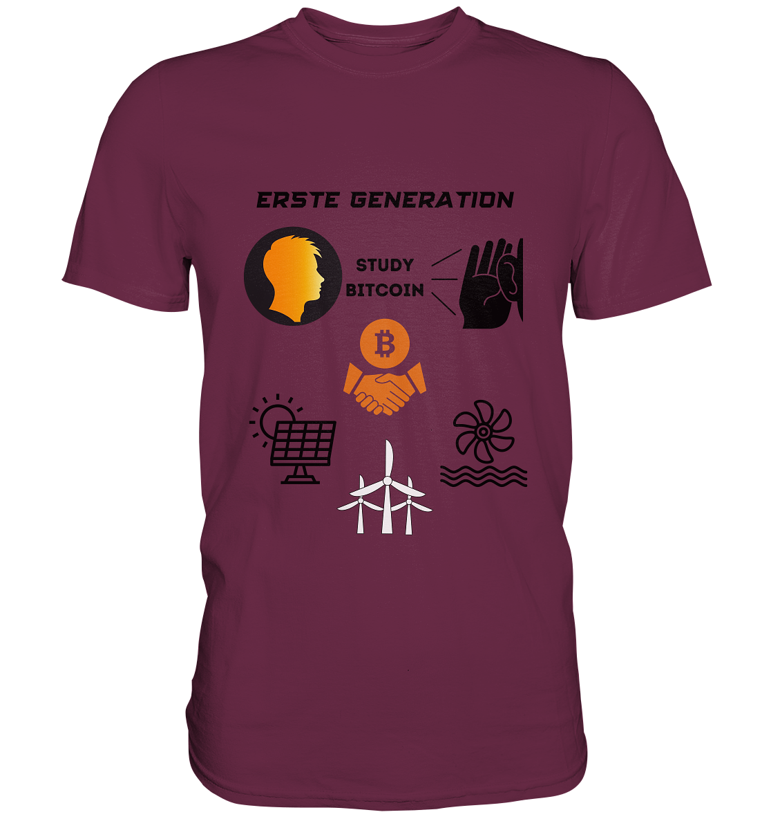 ERSTE (Bitcoin) GENERATION - STUDY BITCOIN - (green Energy 3 Grafiken) - Premium Shirt