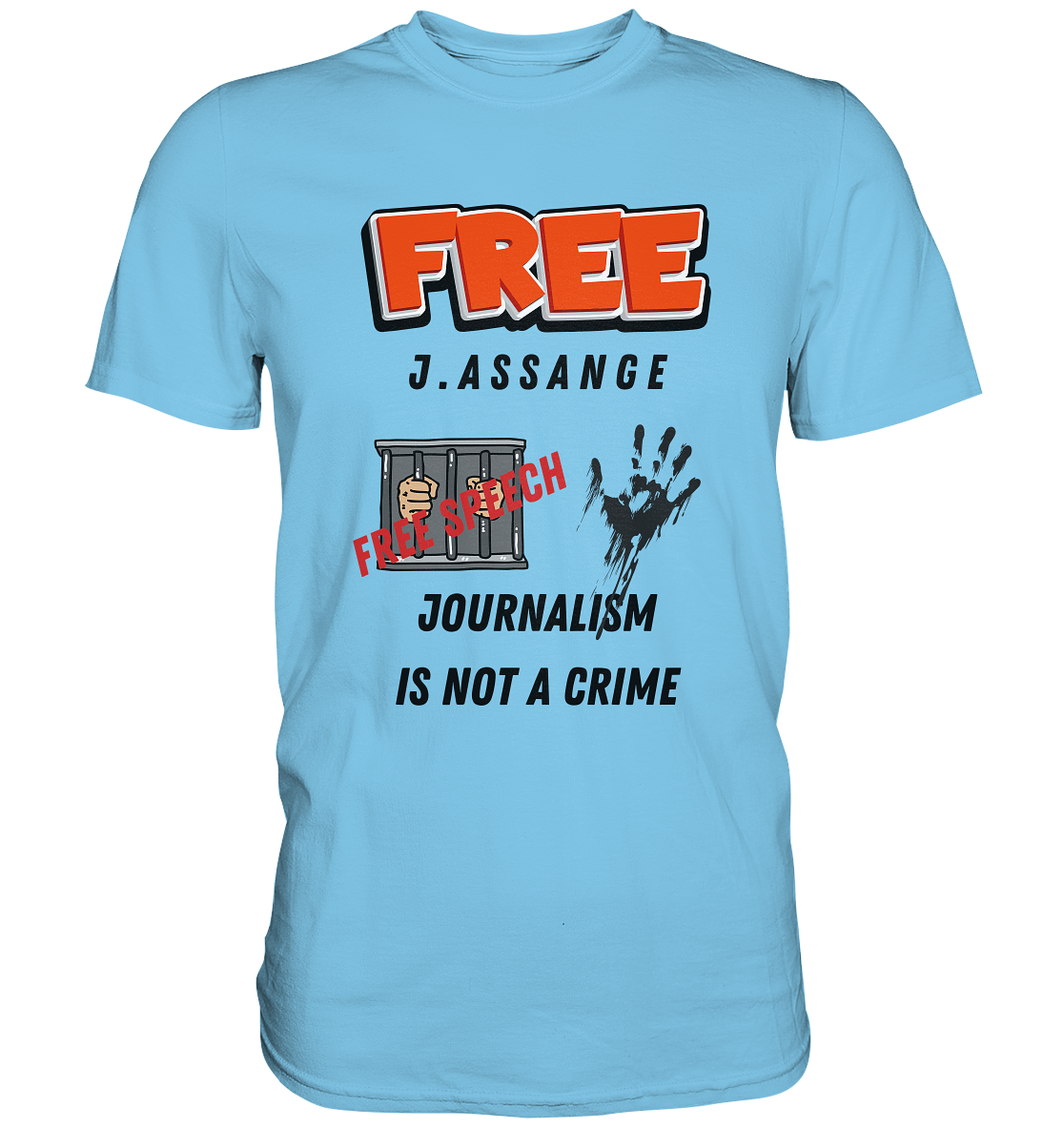 FREE J.ASSANGE - JOURNALISM IS NOT A CRIME, FREE SPEECH (2 GRAFIKEN)  - Premium Shirt