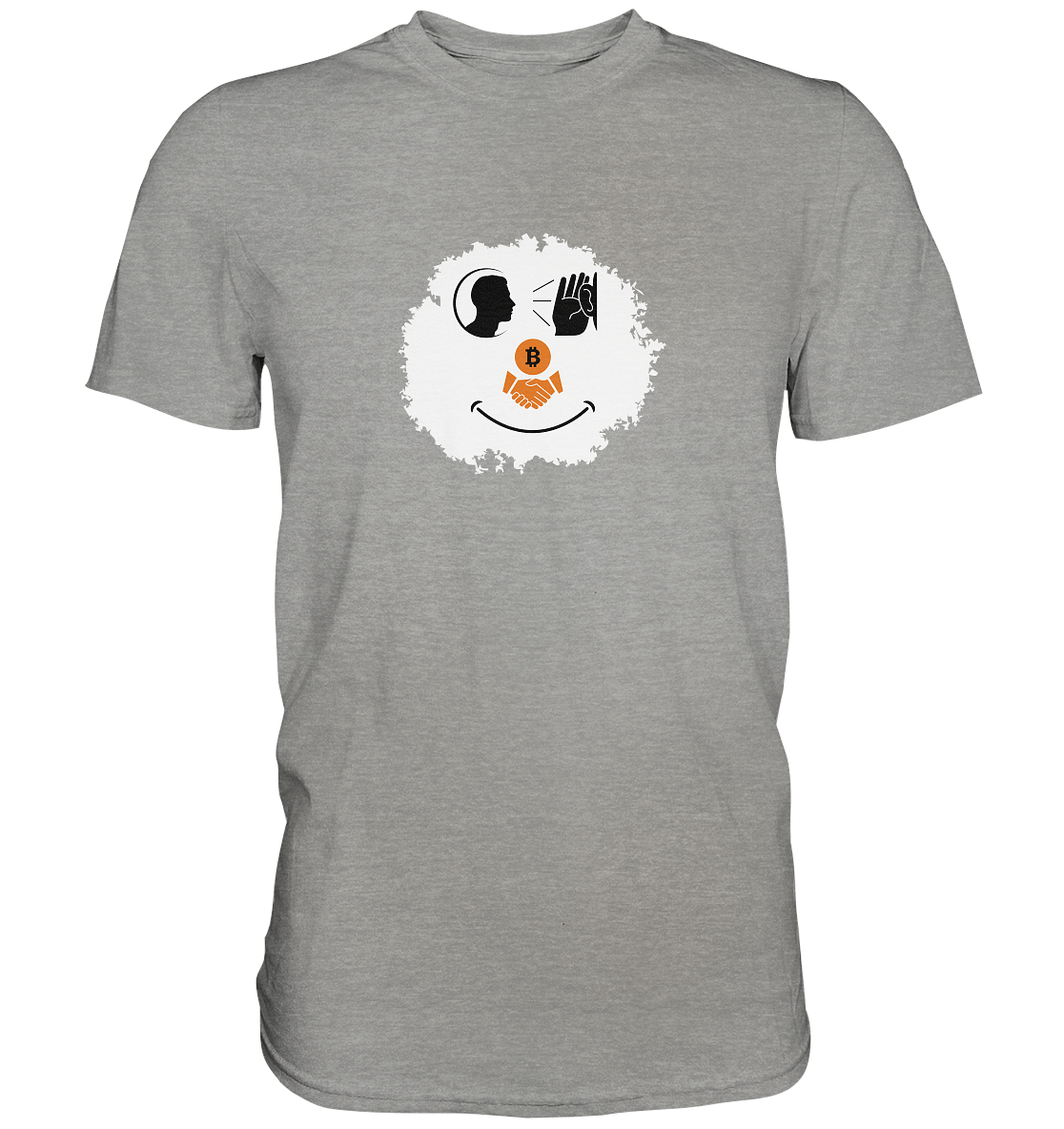 Smiley listen to Bitcoin handshake - (Ladies Collection 21% Rabatt bis zum Halving 2024)  - Premium Shirt