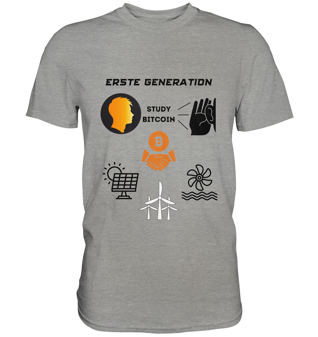 ERSTE (Bitcoin) GENERATION - STUDY BITCOIN - (green Energy 3 Grafiken) - Premium Shirt