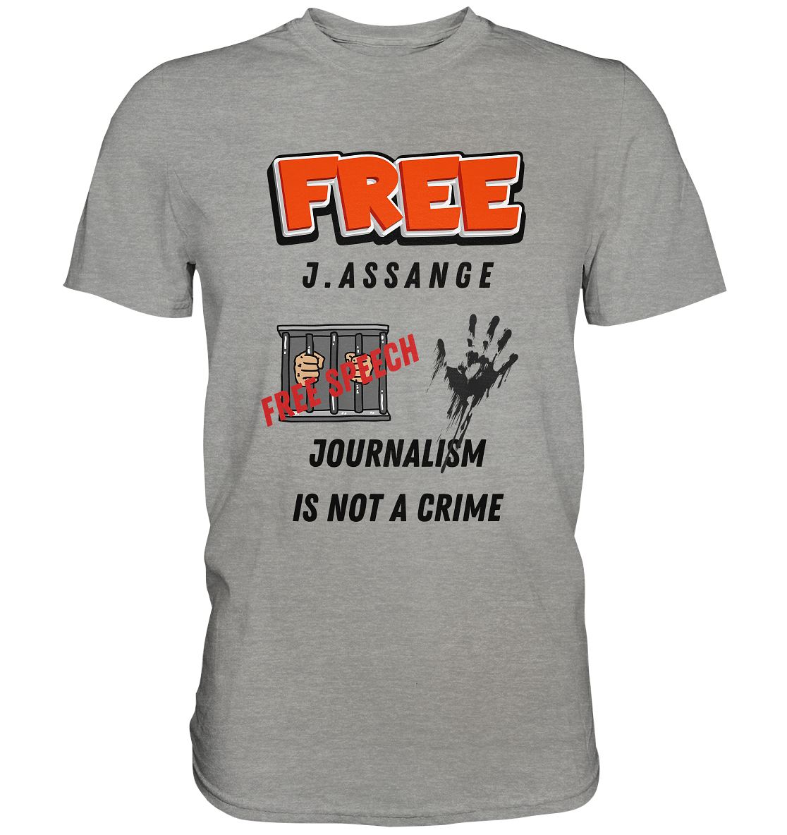 FREE J.ASSANGE - JOURNALISM IS NOT A CRIME, FREE SPEECH (2 GRAFIKEN)  - Premium Shirt
