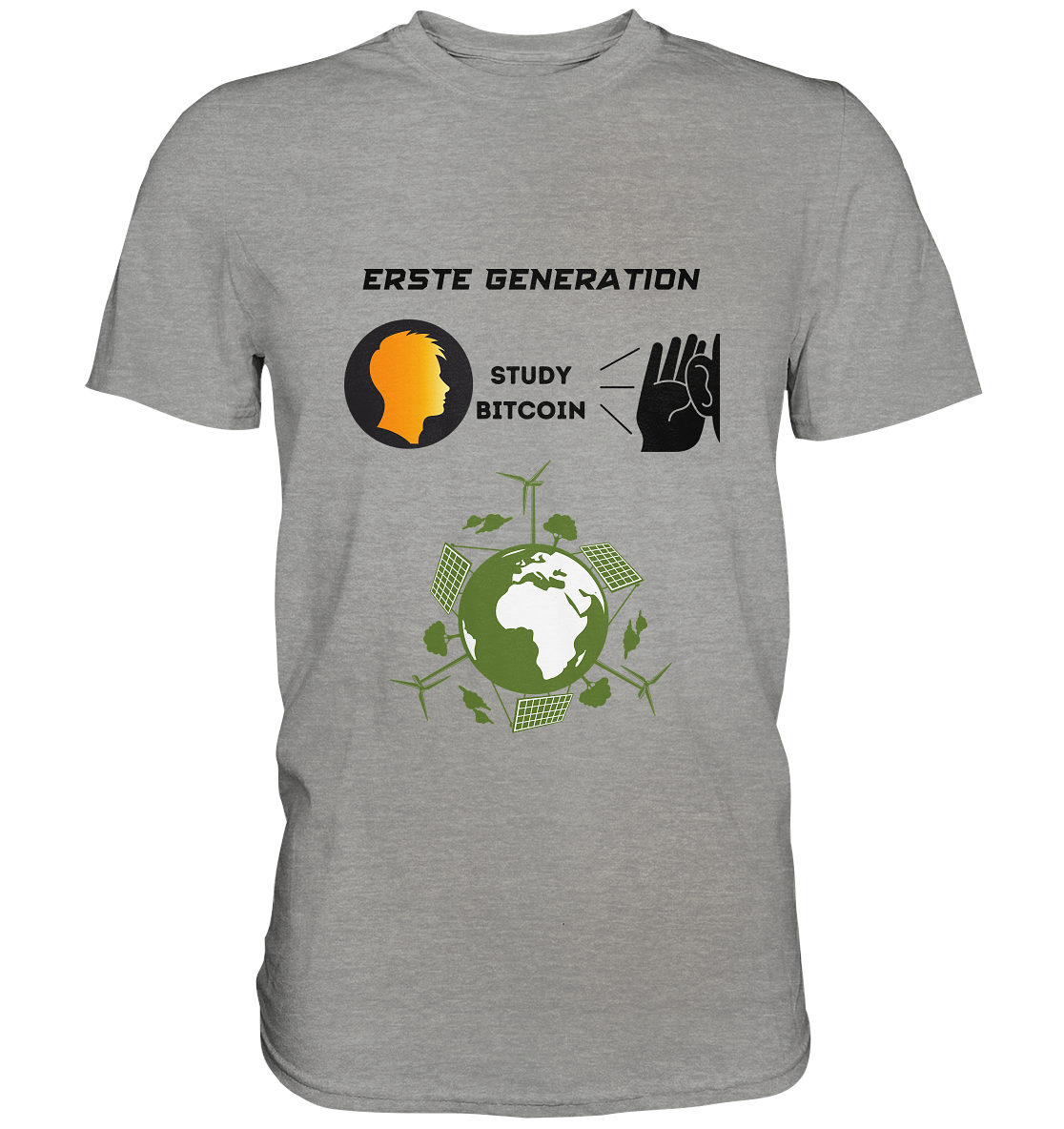 ERSTE (BITCOIN) GENERATION - STUDY BITCOIN (green world Grafik) - LADIES COLLECTION 21% automat. Rabatt bis zum Halving 2024  - Premium Shirt