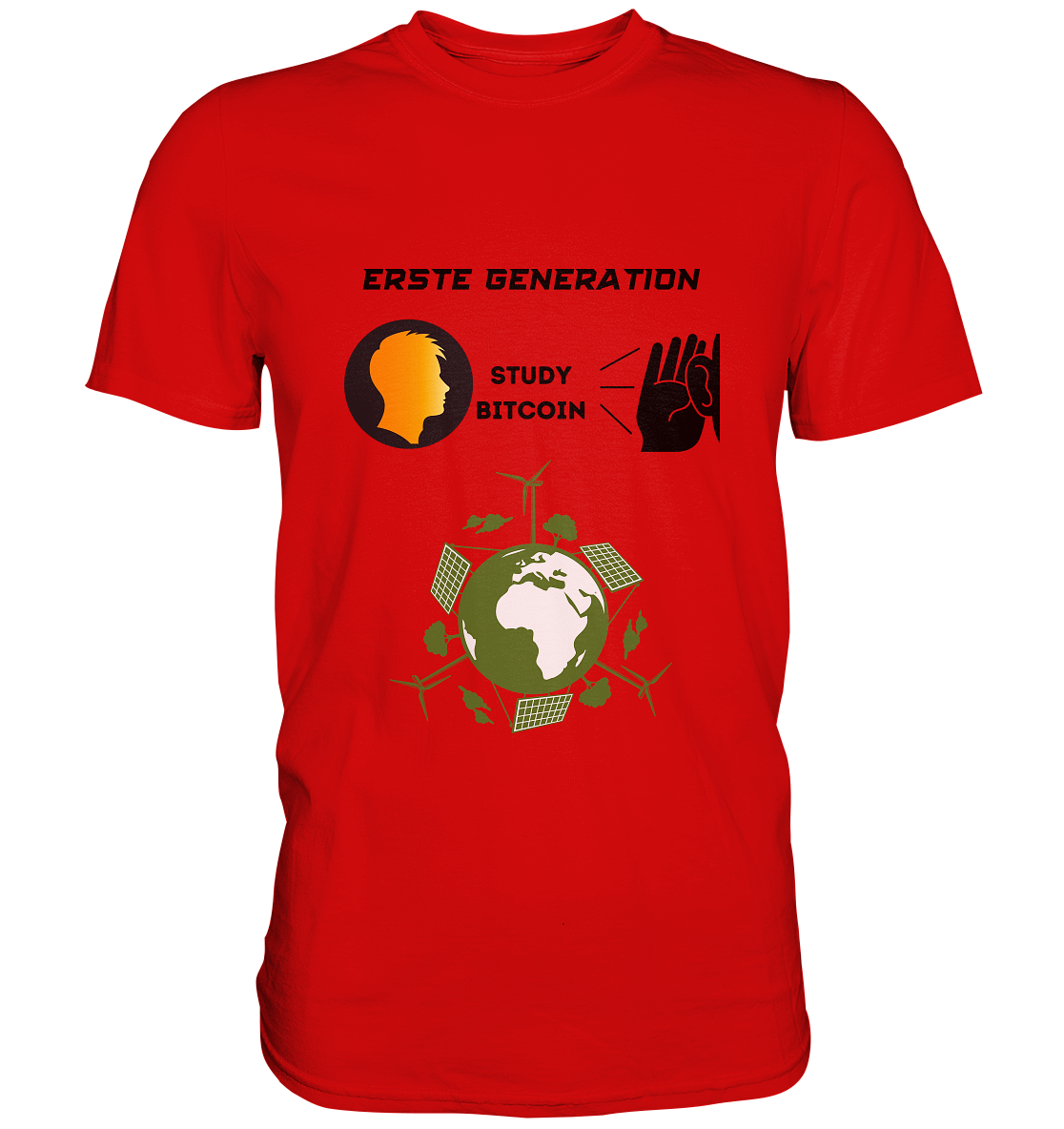ERSTE (BITCOIN) GENERATION - STUDY BITCOIN (green world Grafik) - LADIES COLLECTION 21% automat. Rabatt bis zum Halving 2024  - Premium Shirt