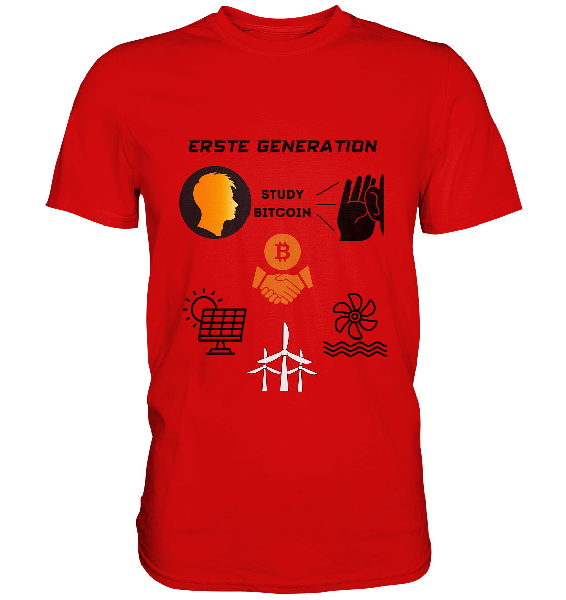 ERSTE (Bitcoin) GENERATION - STUDY BITCOIN - (green Energy 3 Grafiken) - Premium Shirt