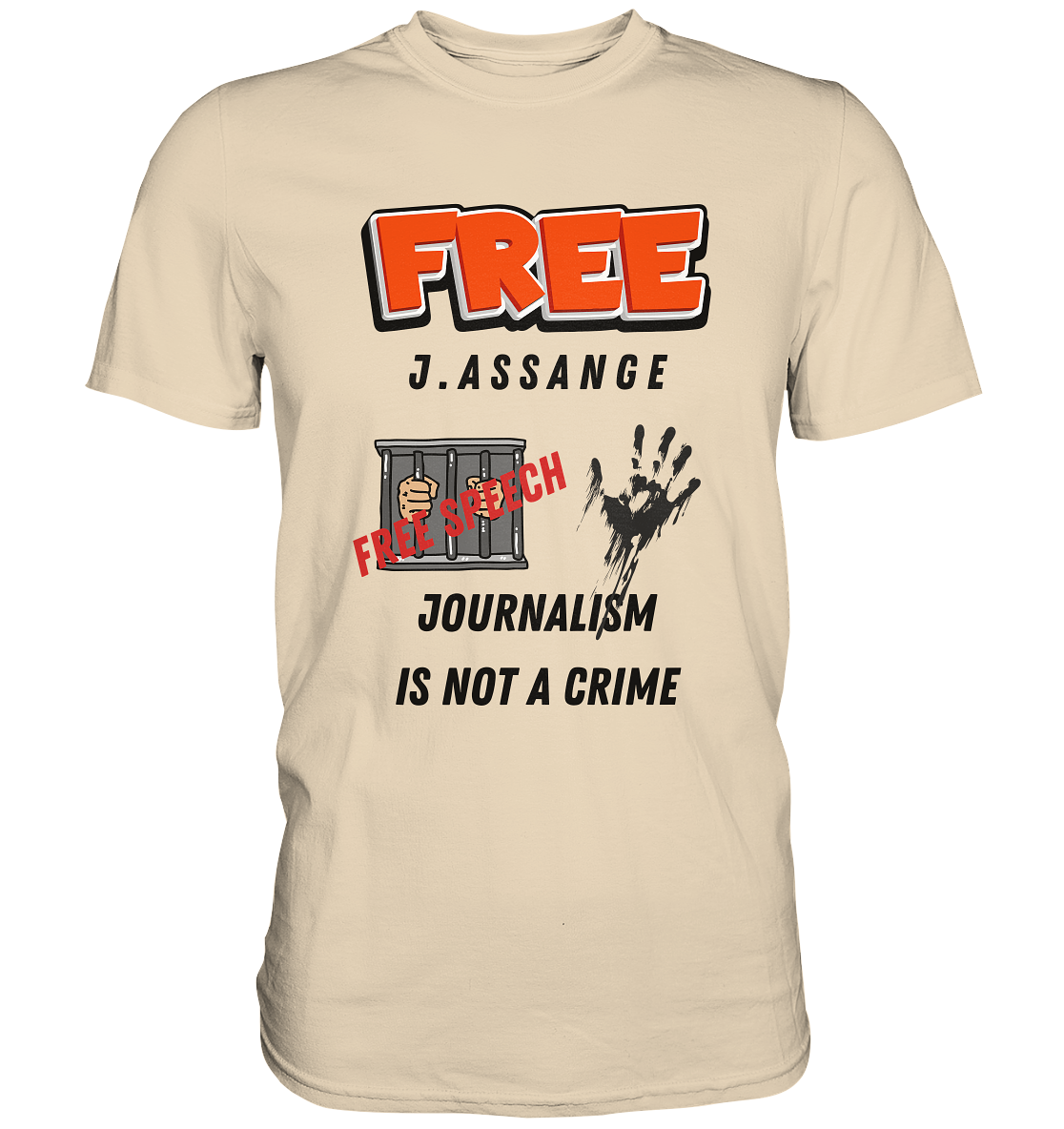 FREE J.ASSANGE - JOURNALISM IS NOT A CRIME, FREE SPEECH (2 GRAFIKEN)  - Premium Shirt