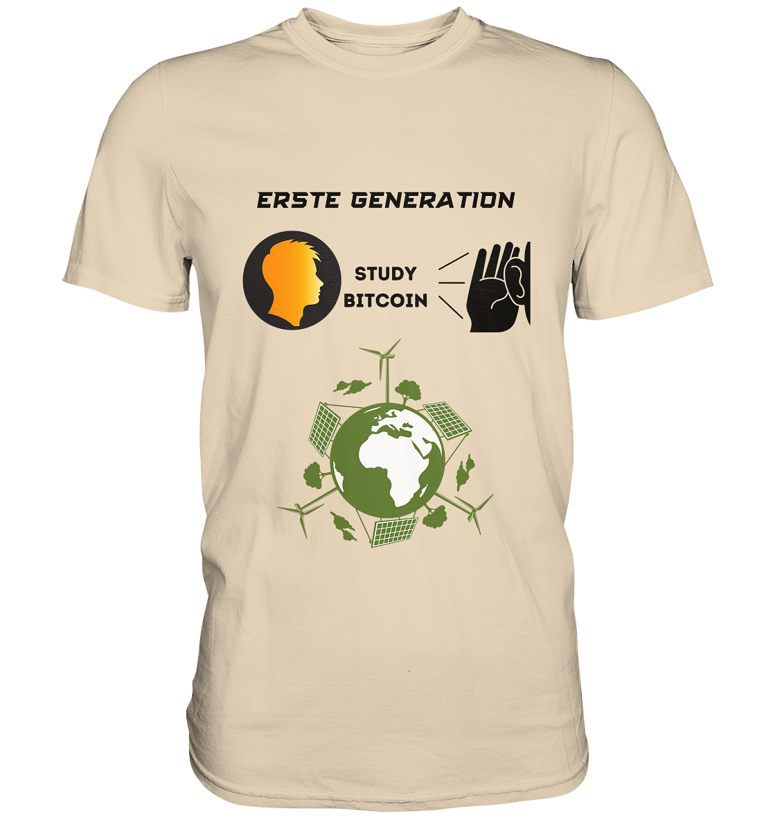 ERSTE (Bitcoin) GENERATION - STUDY BITCOIN - (green Energy Grafik) - Premium Shirt