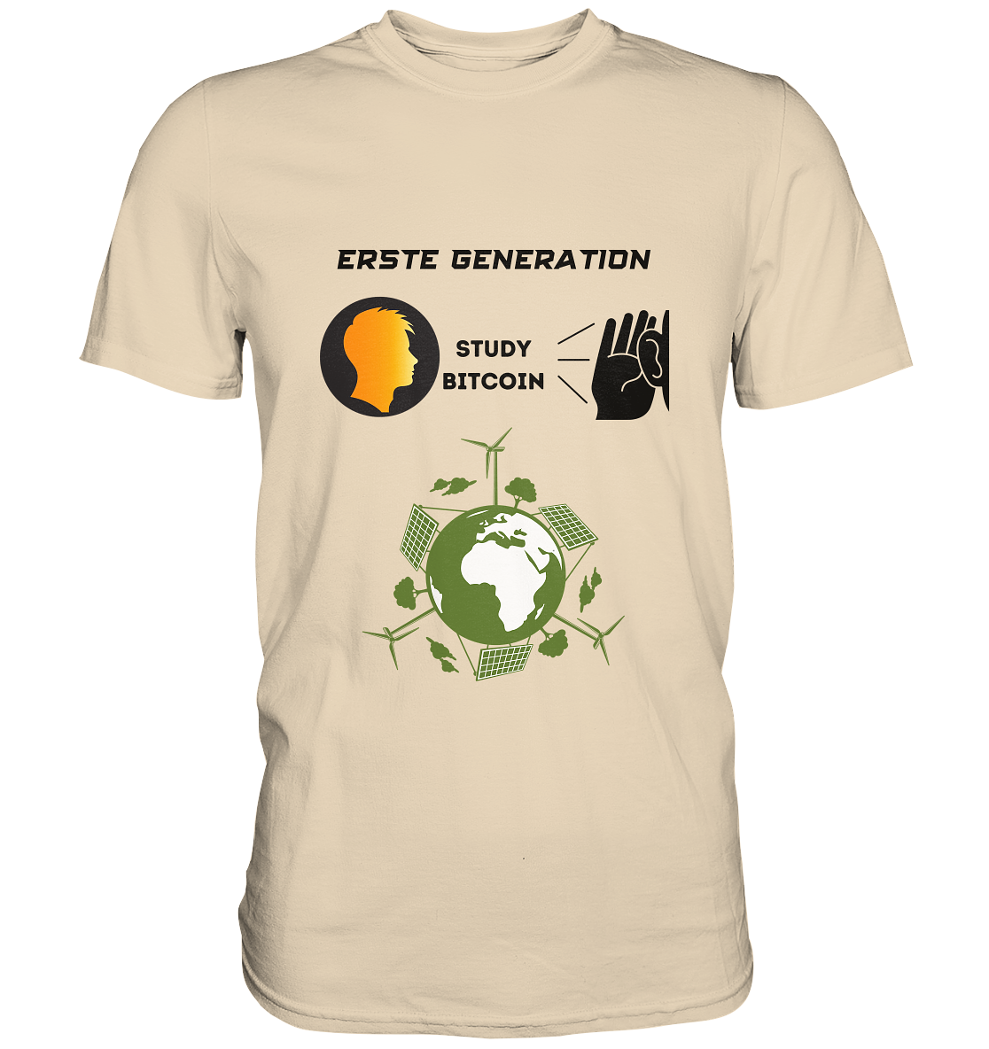 ERSTE (BITCOIN) GENERATION - STUDY BITCOIN (green world Grafik) - LADIES COLLECTION 21% automat. Rabatt bis zum Halving 2024  - Premium Shirt