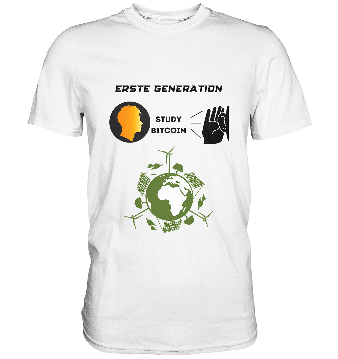 ERSTE (BITCOIN) GENERATION - STUDY BITCOIN (green world Grafik) - LADIES COLLECTION 21% automat. Rabatt bis zum Halving 2024  - Premium Shirt