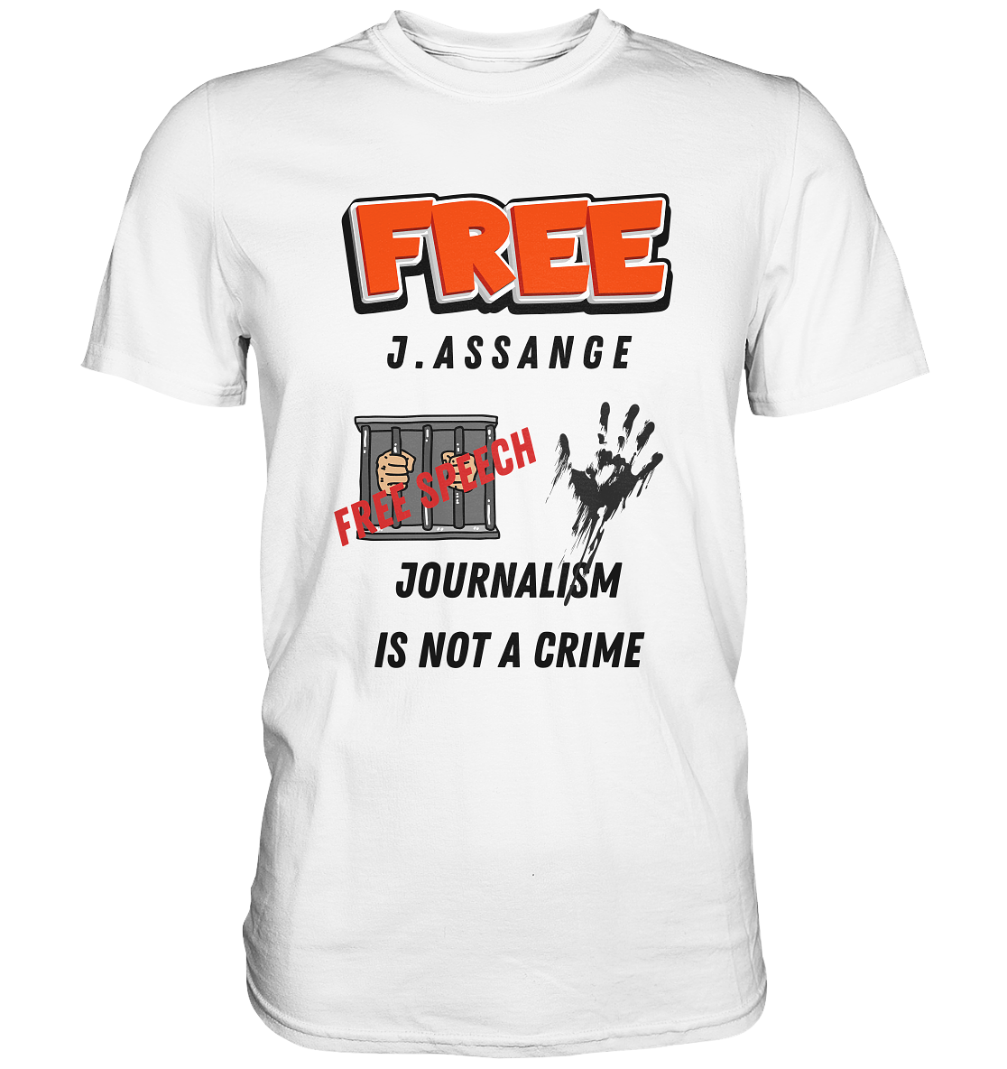 FREE J.ASSANGE - JOURNALISM IS NOT A CRIME, FREE SPEECH (2 GRAFIKEN)  - Premium Shirt