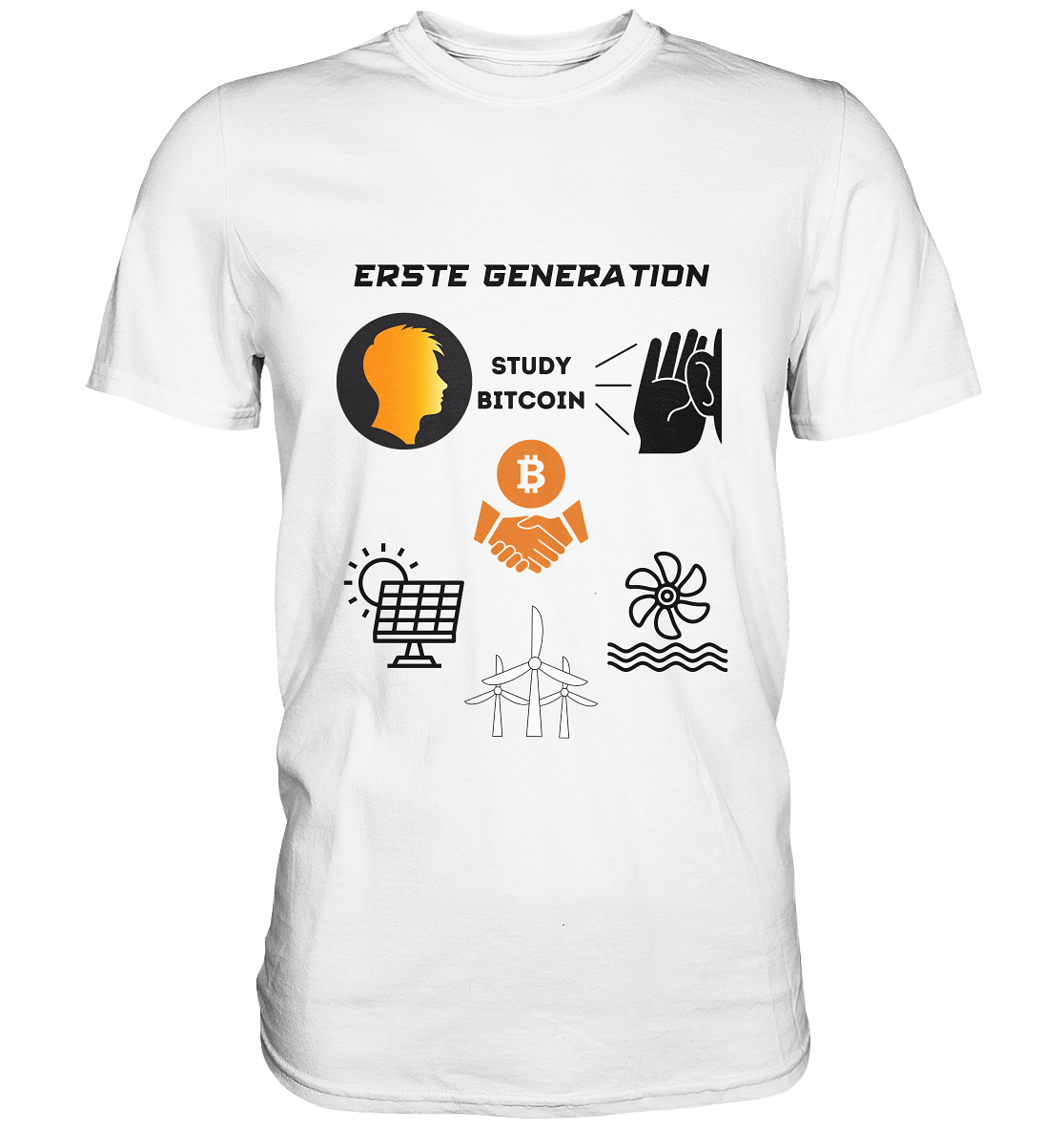 ERSTE (Bitcoin) GENERATION - STUDY BITCOIN - (green Energy 3 Grafiken) - Premium Shirt