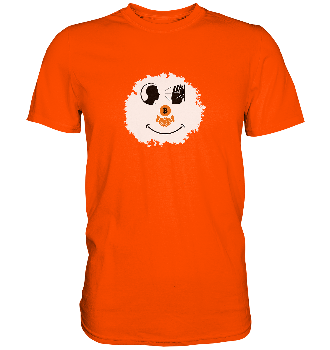 Smiley listen to Bitcoin handshake - (Ladies Collection 21% Rabatt bis zum Halving 2024)  - Premium Shirt