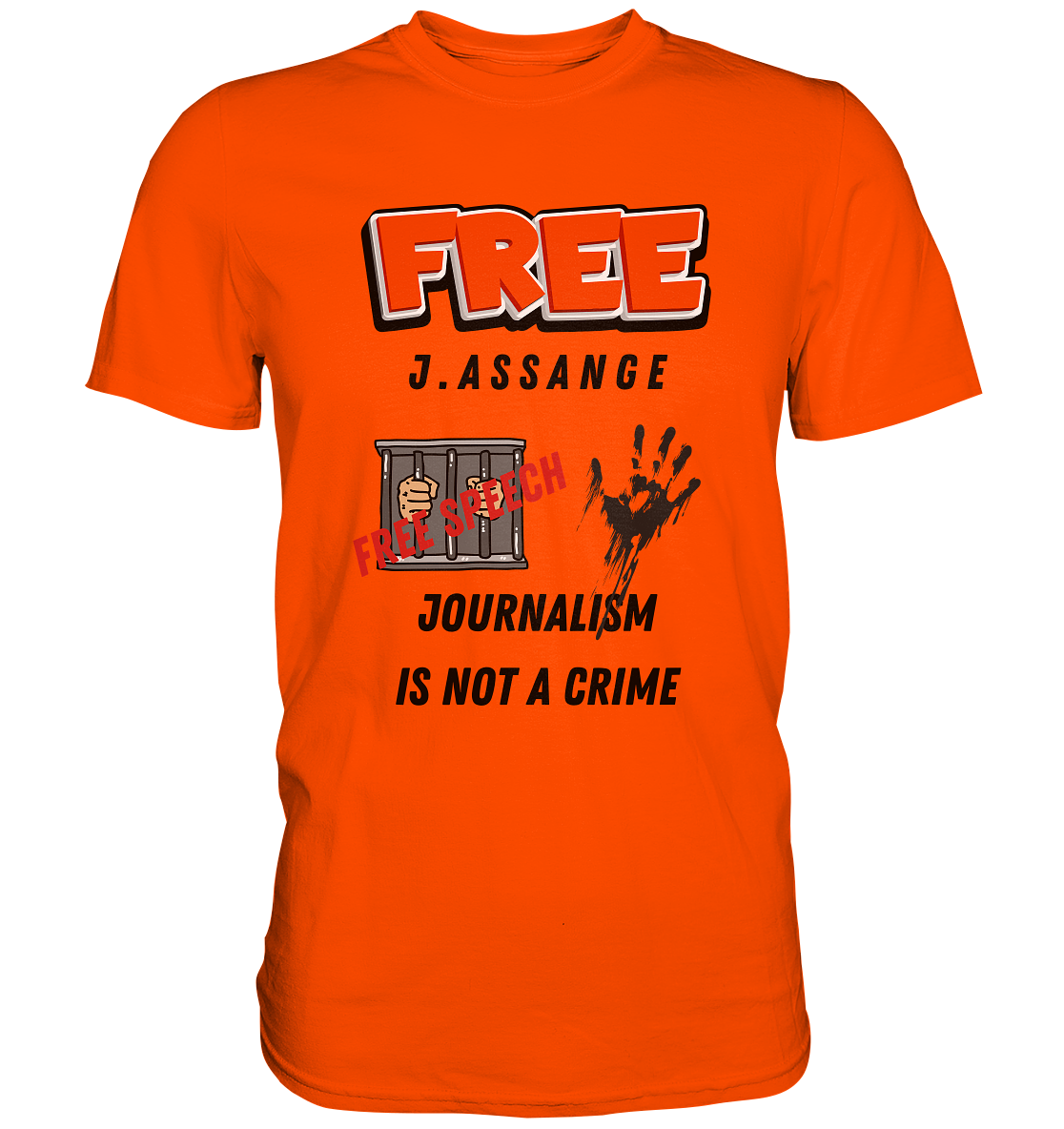 FREE J.ASSANGE - JOURNALISM IS NOT A CRIME, FREE SPEECH (2 GRAFIKEN)  - Premium Shirt