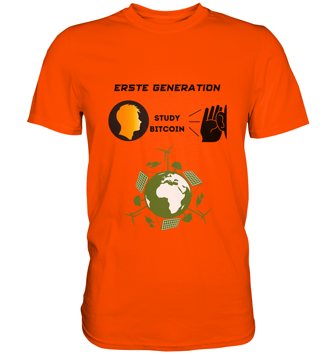 ERSTE (BITCOIN) GENERATION - STUDY BITCOIN (green world Grafik) - LADIES COLLECTION 21% automat. Rabatt bis zum Halving 2024  - Premium Shirt