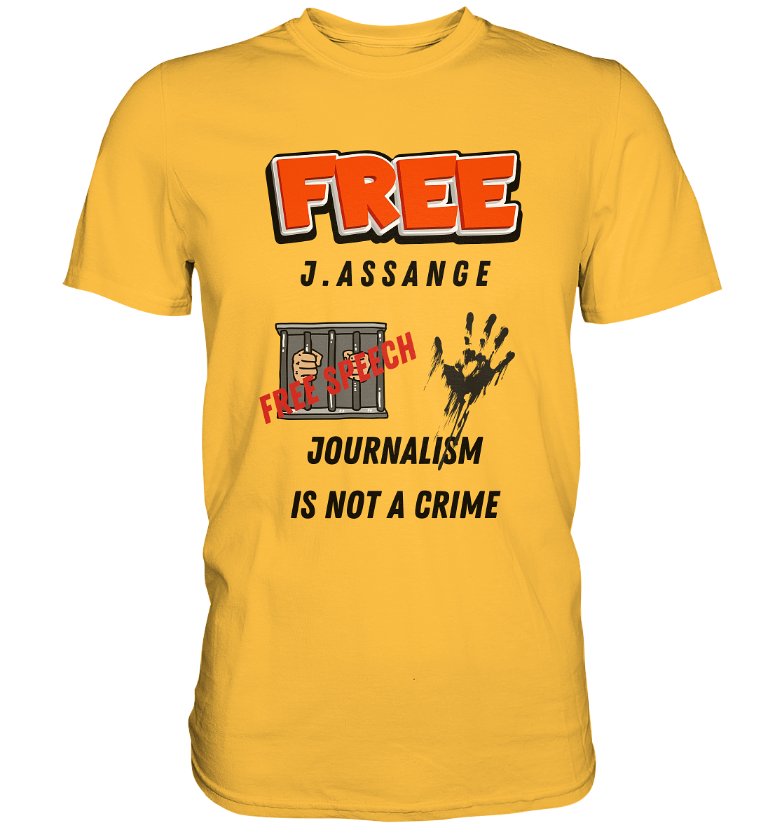 FREE J.ASSANGE - JOURNALISM IS NOT A CRIME, FREE SPEECH (2 GRAFIKEN)  - Premium Shirt