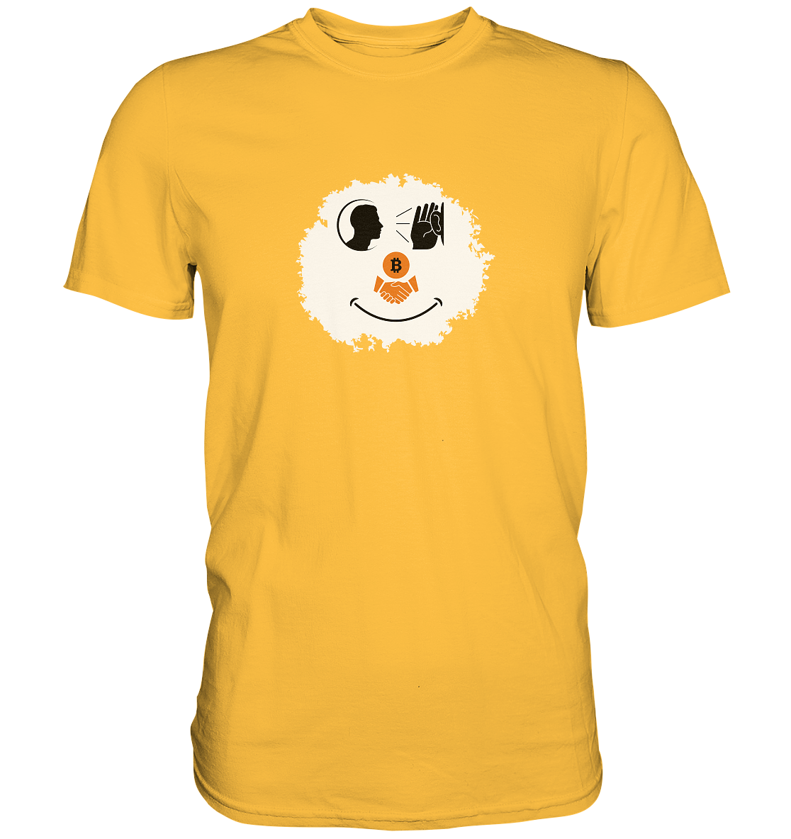 Smiley listen to Bitcoin handshake - (Ladies Collection 21% Rabatt bis zum Halving 2024)  - Premium Shirt