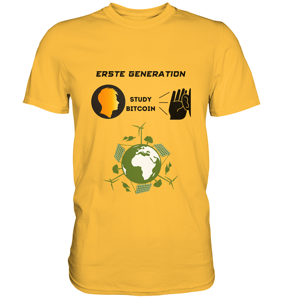 ERSTE (BITCOIN) GENERATION - STUDY BITCOIN (green world Grafik) - LADIES COLLECTION 21% automat. Rabatt bis zum Halving 2024  - Premium Shirt