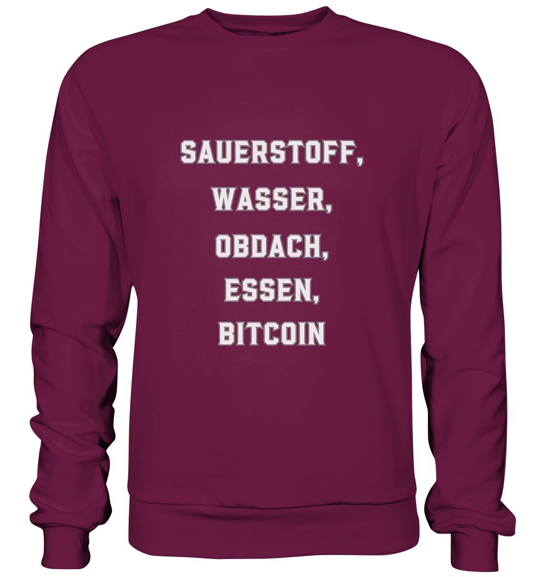 SAUERSTOFF, WASSER, OBDACH, ESSEN, BITCOIN - Premium Sweatshirt