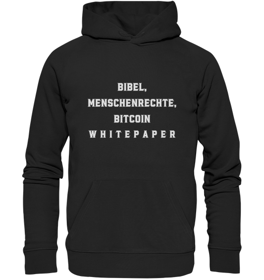 BIBEL, MENSCHENRECHTE, BITCOIN W H I T E P A P E R  - Premium Unisex Hoodie