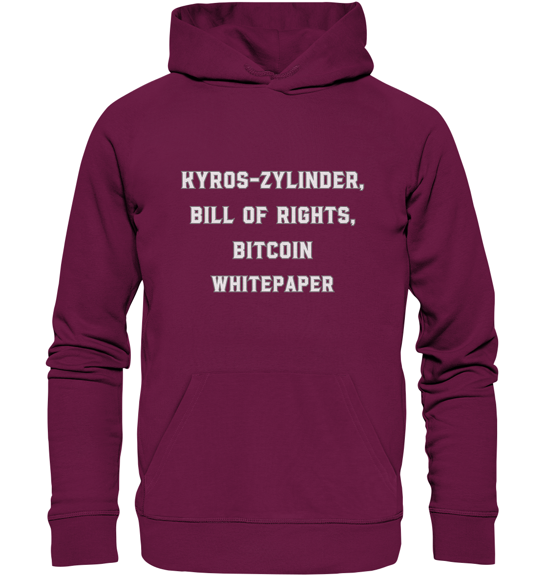 KYROS-ZYLINDER, BILL OF RIGHTS, BITCOIN WHITEPAPER - Premium Unisex Hoodie