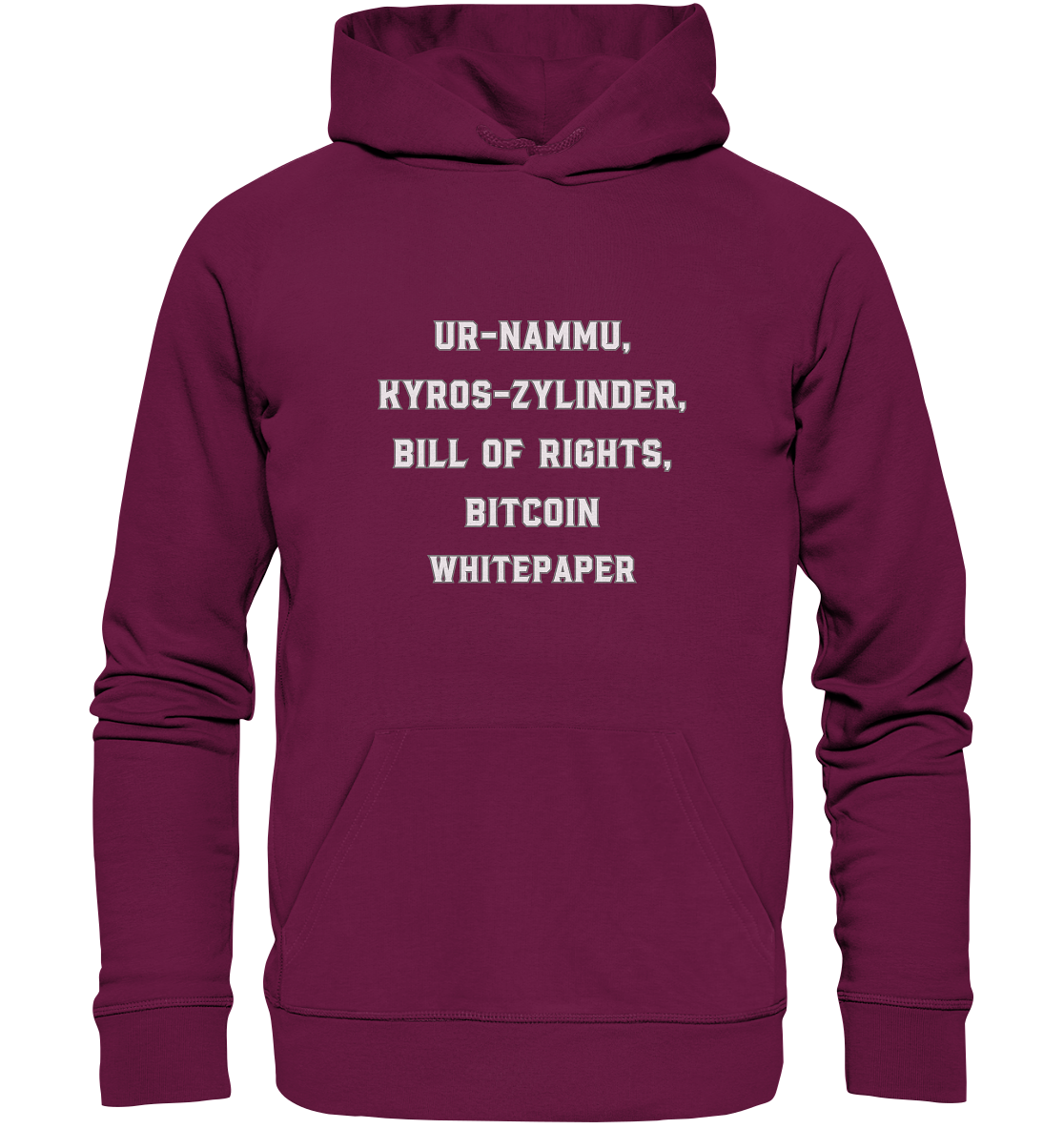 UR-NAMMU, KYROS-ZYLINDER, BILL OF RIGHTS, BITCOIN WHITEPAPER - Premium Unisex Hoodie