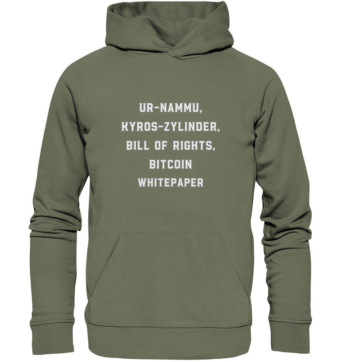UR-NAMMU, KYROS-ZYLINDER, BILL OF RIGHTS, BITCOIN WHITEPAPER - Premium Unisex Hoodie