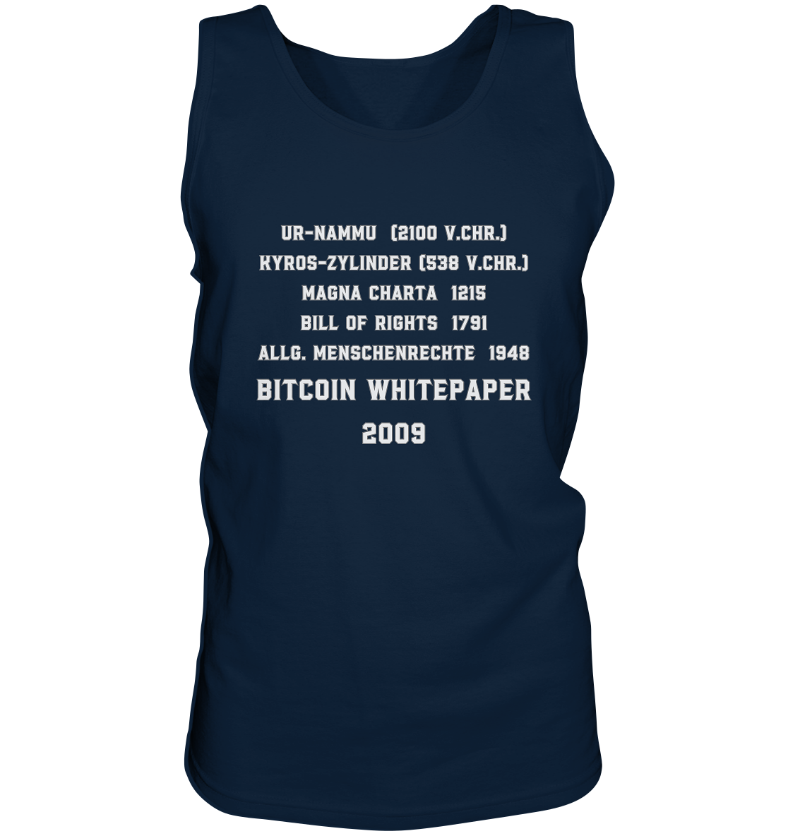 Wichtigste Dokumente der Welt bis zum BITCOIN Whitepaper (2009) - Tank-Top