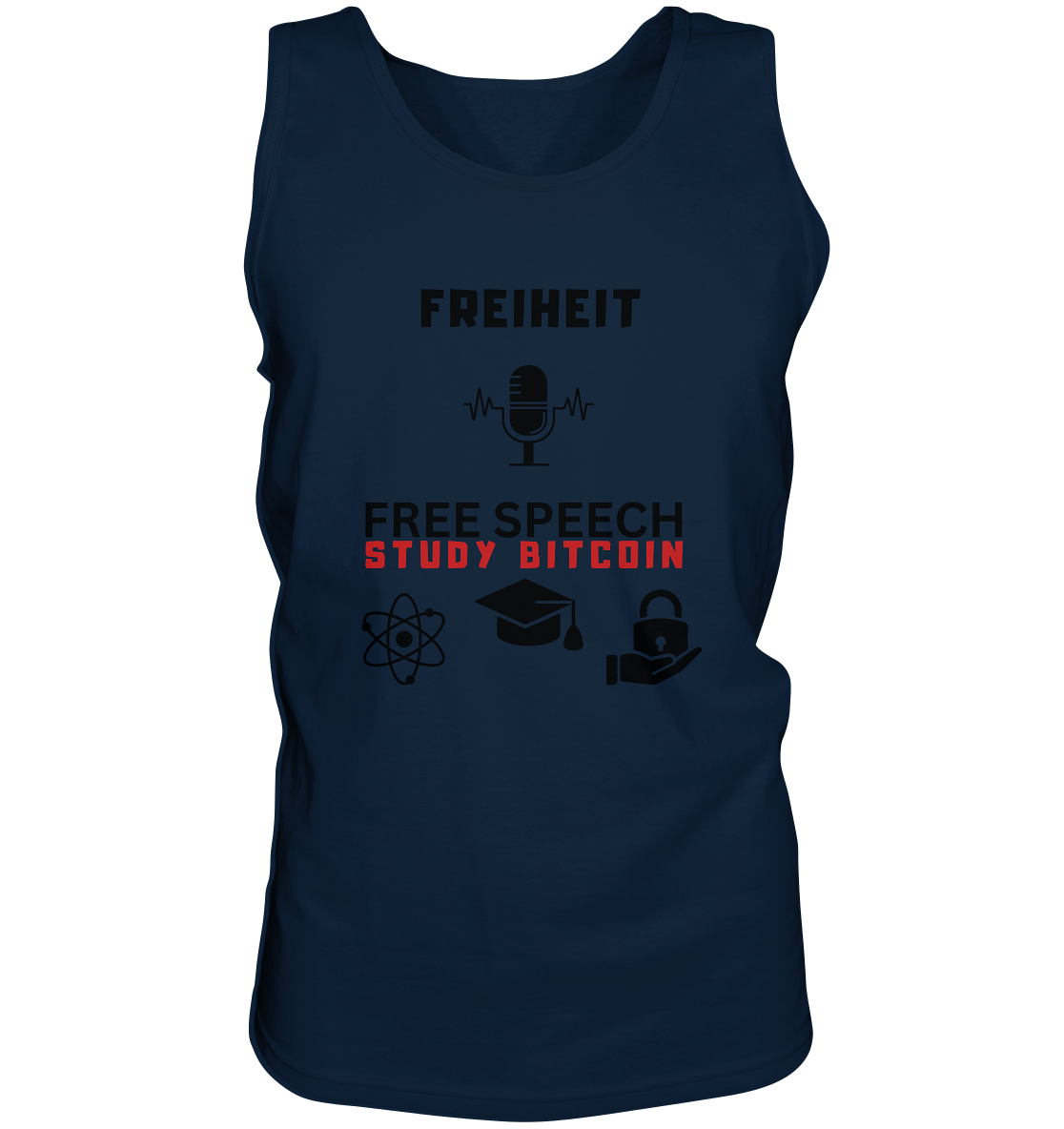 FREIHEIT (Mikrofon) FREE SPEECH, STUDY BITCOIN (+ 3 Grafiken) - Tank-Top