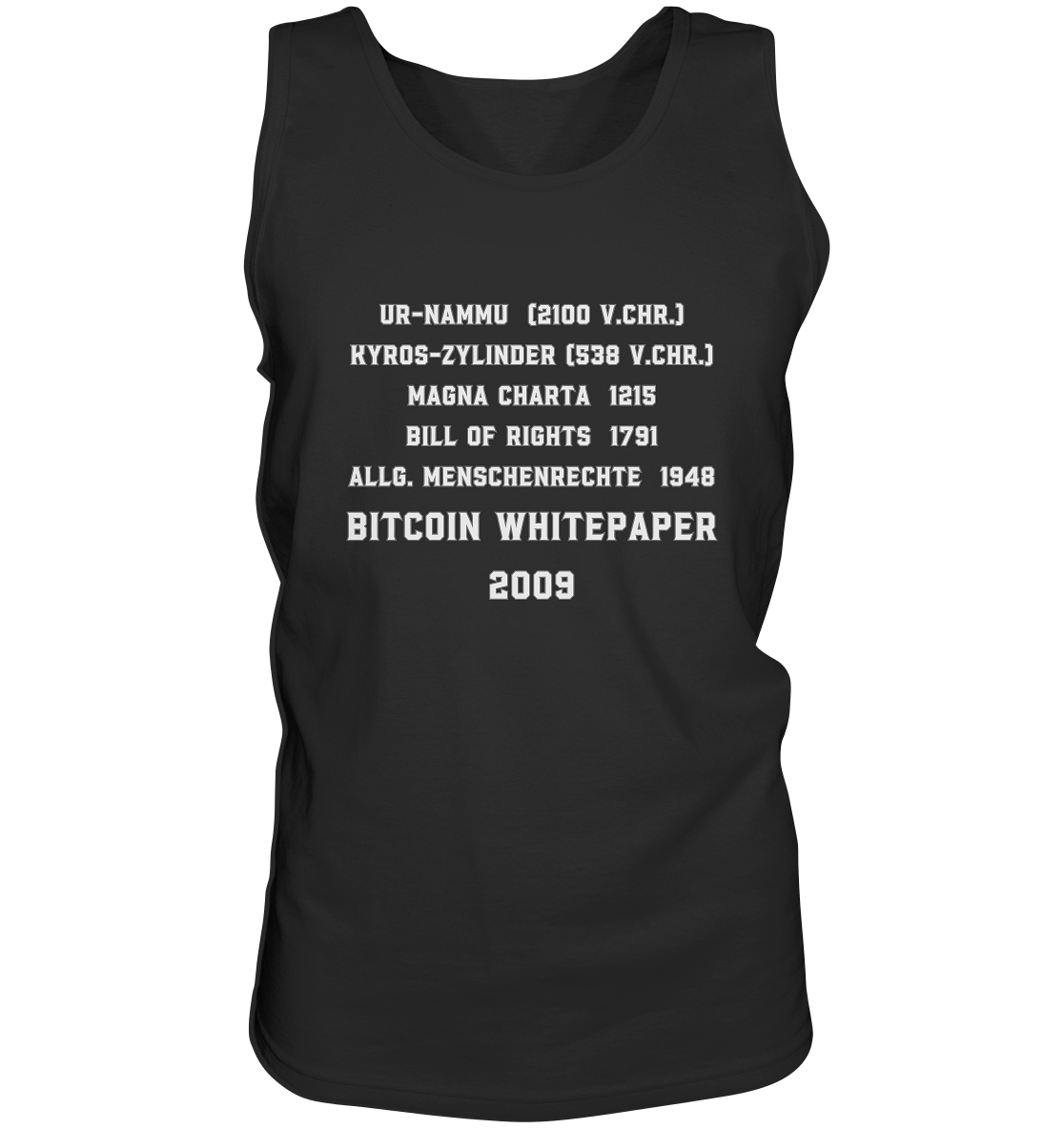Wichtigste Dokumente der Welt bis zum BITCOIN Whitepaper (2009) - Tank-Top