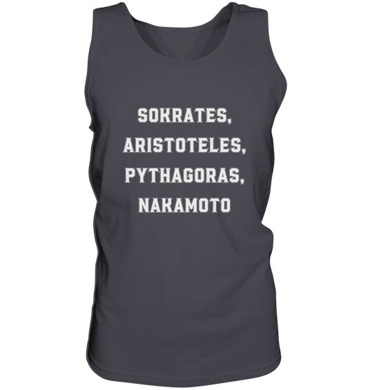 SOKRATES, ARISTOTELES, PHYTHAGORAS, NAKAMOTO  - Tank-Top