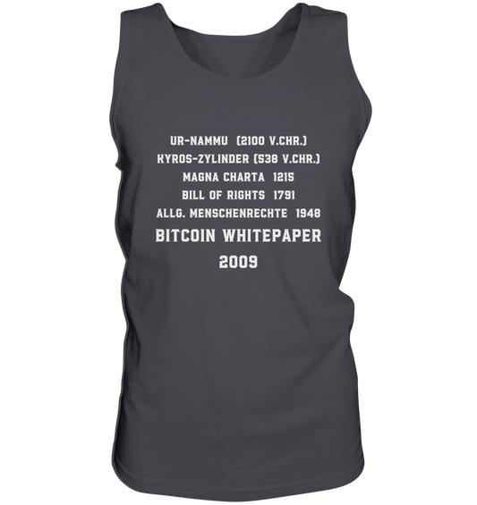 Wichtigste Dokumente der Welt bis zum BITCOIN Whitepaper (2009) - Tank-Top