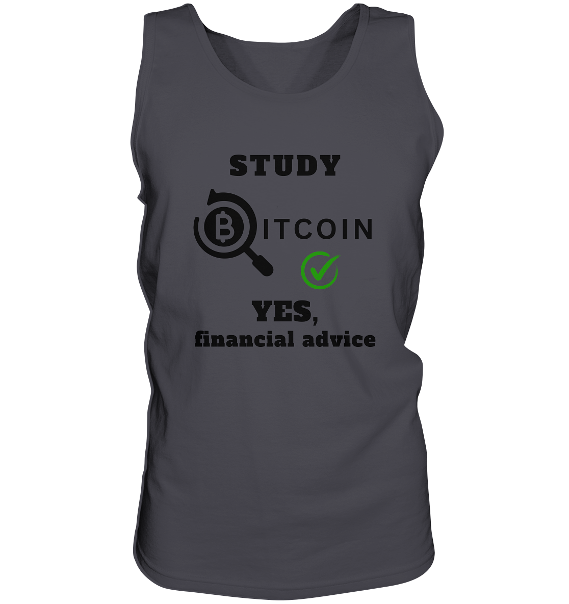 STUDY BITCOIN - YES, financial advice (Version Lupe, grüner Haken) - Tank-Top