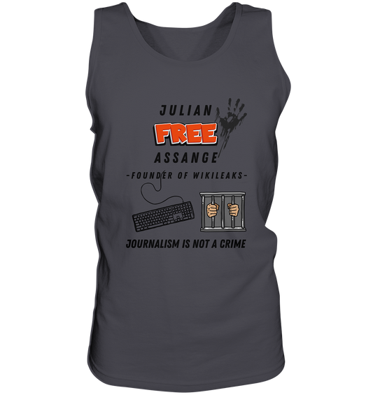 JULIAN FREE ASSANGE - FOUNDER OF WIKILEAKS - JOURNALISM IS NOT A CRIME (GRAFIKEN, Tastatur, Zelle, Hand))  - Tank-Top
