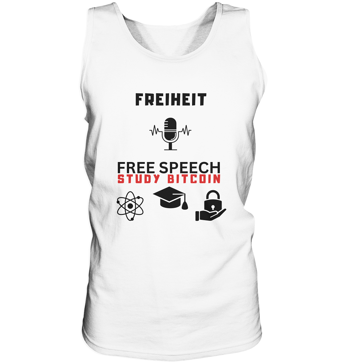 FREIHEIT (Mikrofon) FREE SPEECH, STUDY BITCOIN (+ 3 Grafiken) - Tank-Top