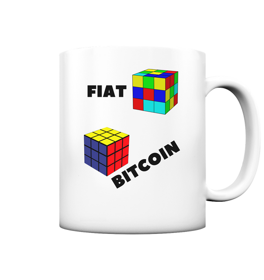 FIAT-Chaos & BITCOIN-Ordnung # Zauberwürfel / Cube Design - Tasse matt