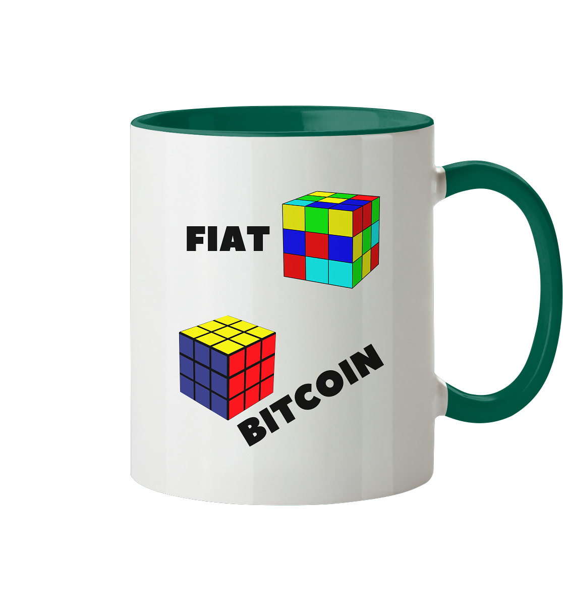 FIAT-Chaos & BITCOIN-Ordnung # Zauberwürfel / Cube Design - Tasse zweifarbig