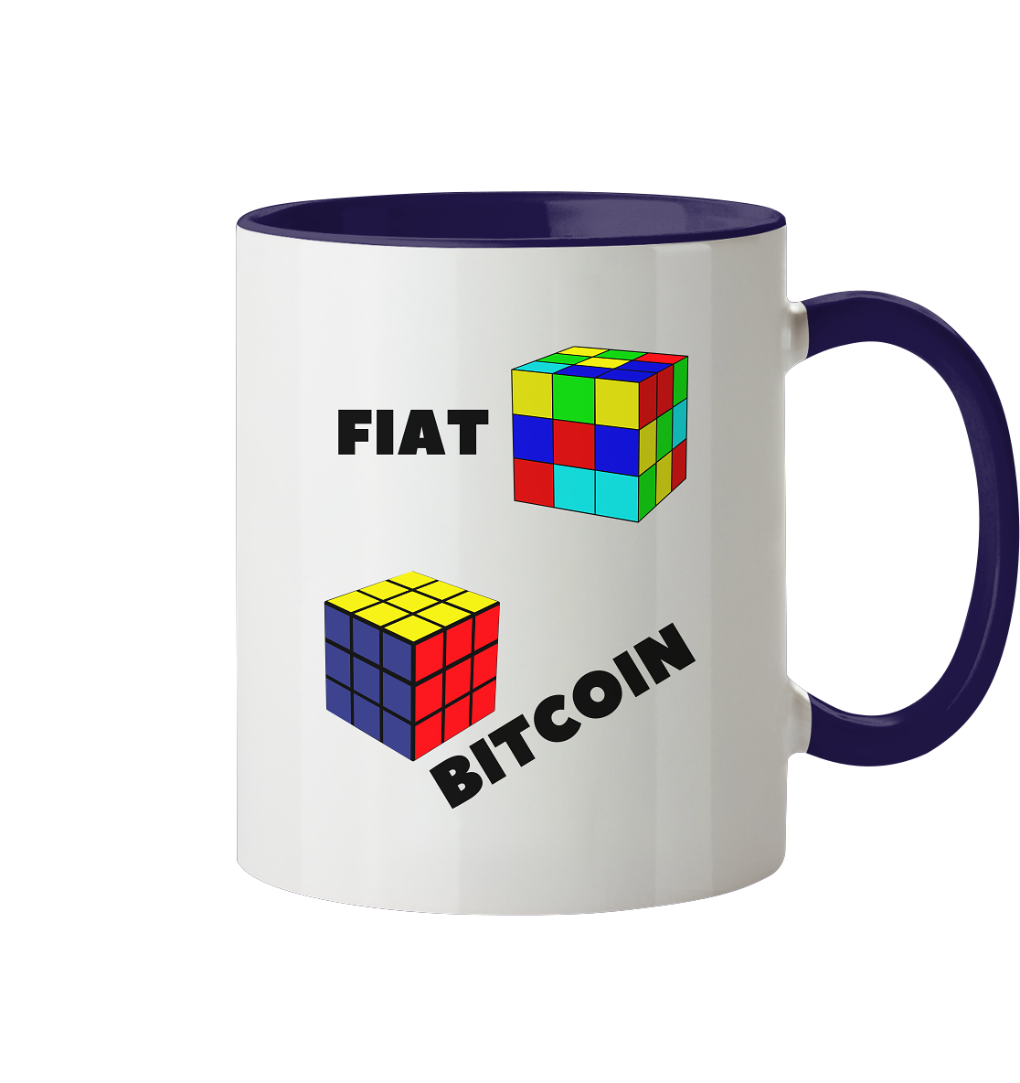 FIAT-Chaos & BITCOIN-Ordnung # Zauberwürfel / Cube Design - Tasse zweifarbig