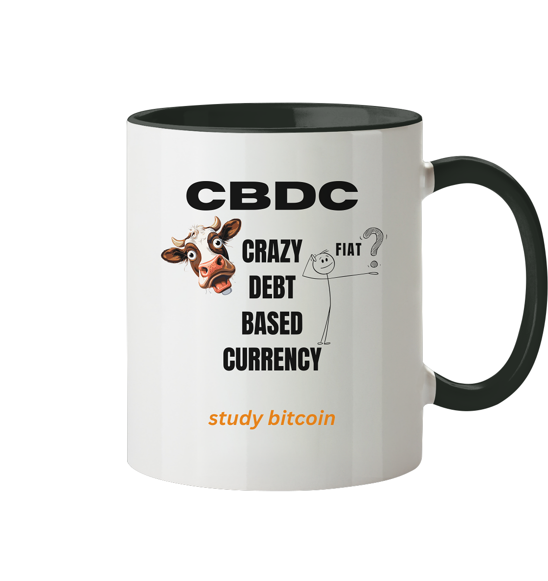 CBDC - crazy debt based currency - study bitcoin - Tasse zweifarbig
