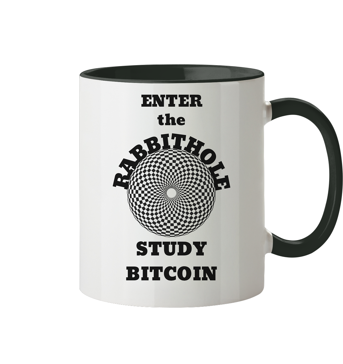 ENTER the RABBITHOLE - STUDY BITCOIN  - Tasse zweifarbig
