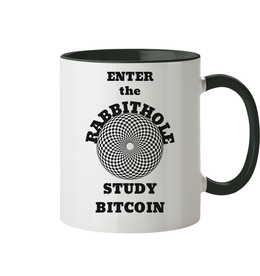 ENTER the RABBITHOLE - STUDY BITCOIN  - Tasse zweifarbig