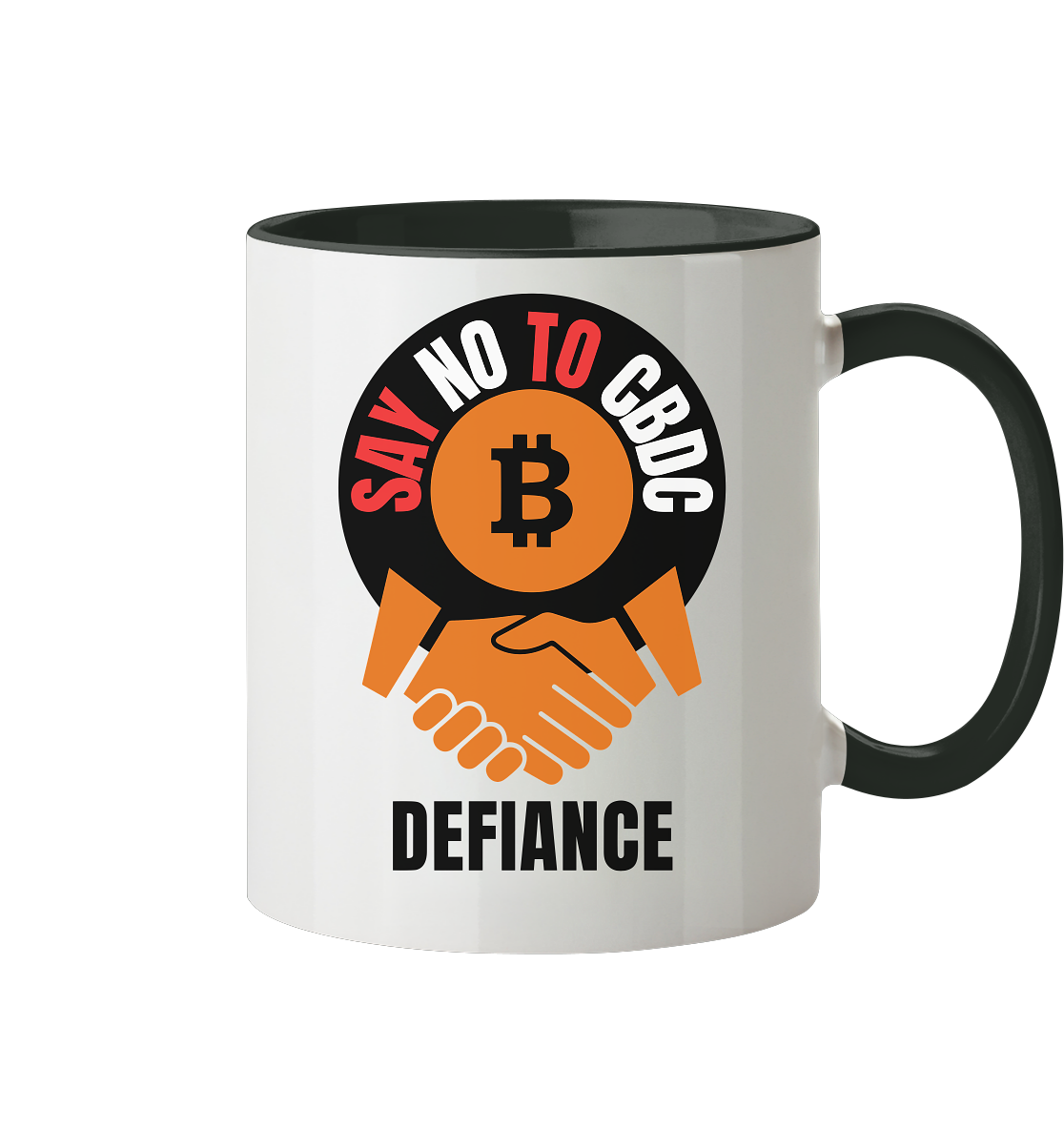 SAY NO TO CBDC (handshake) DEFIANCE - Tasse zweifarbig
