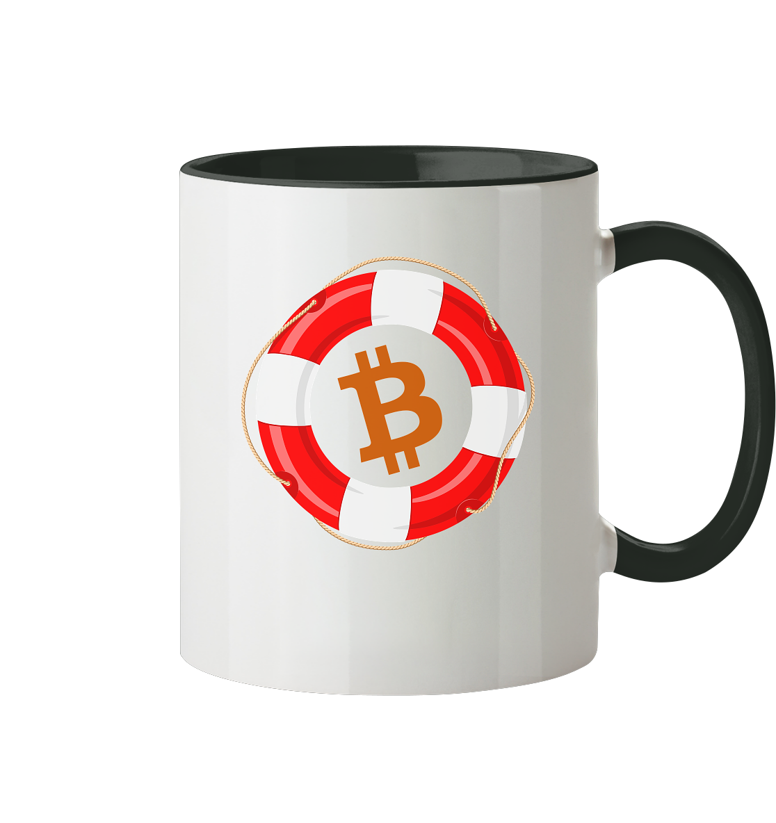 Bitcoin Rettungsring - minimalistisch - Tasse zweifarbig