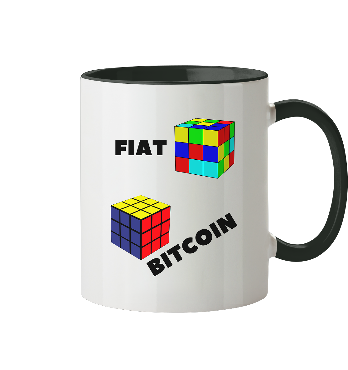 FIAT-Chaos & BITCOIN-Ordnung # Zauberwürfel / Cube Design - Tasse zweifarbig